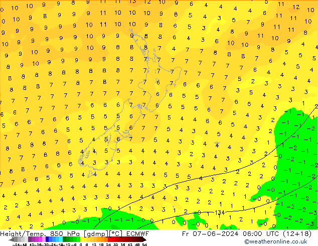 Z500/Rain (+SLP)/Z850 ECMWF  07.06.2024 06 UTC