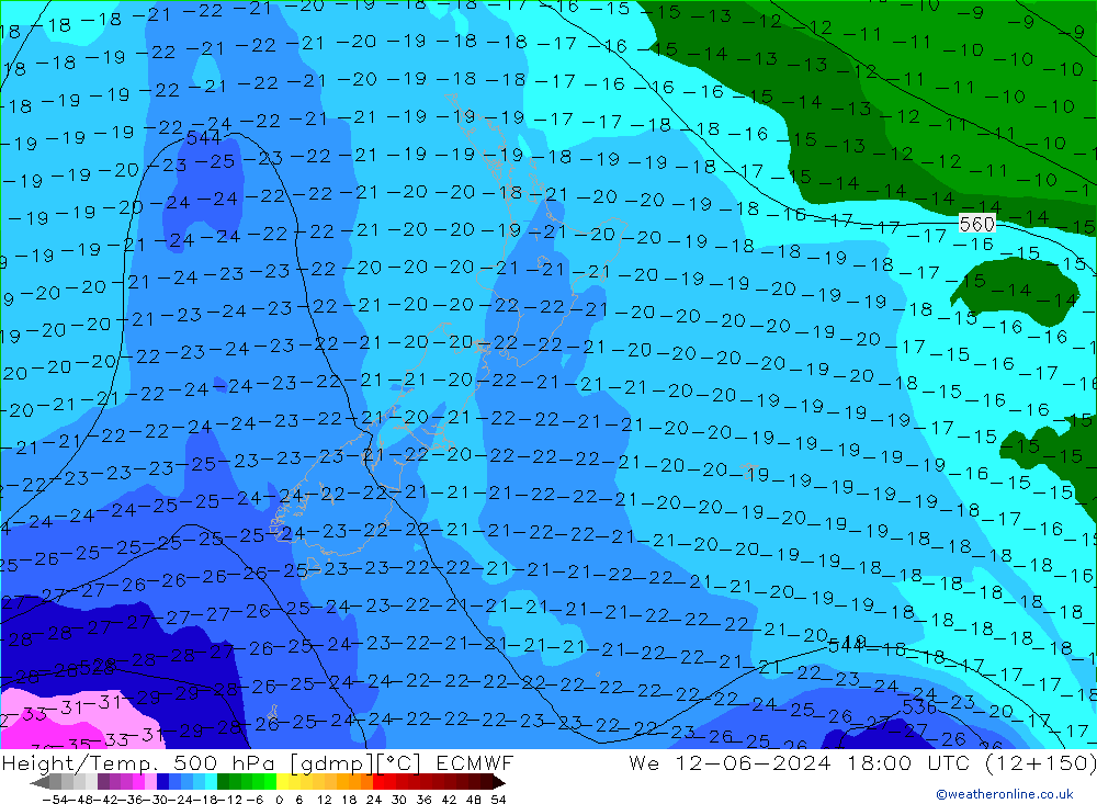 Z500/Regen(+SLP)/Z850 ECMWF wo 12.06.2024 18 UTC