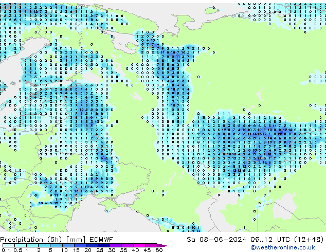 Z500/Rain (+SLP)/Z850 ECMWF Sa 08.06.2024 12 UTC