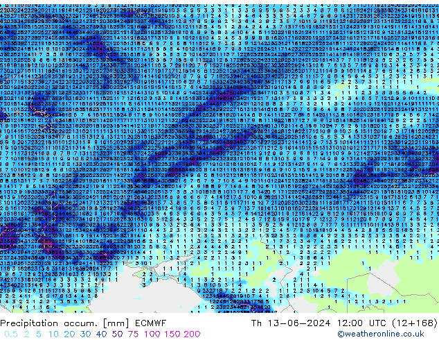 Precipitation accum. ECMWF  13.06.2024 12 UTC