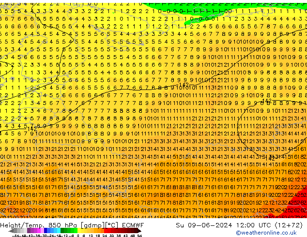 Z500/Rain (+SLP)/Z850 ECMWF Ne 09.06.2024 12 UTC