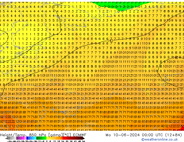 Z500/Yağmur (+YB)/Z850 ECMWF Pzt 10.06.2024 00 UTC