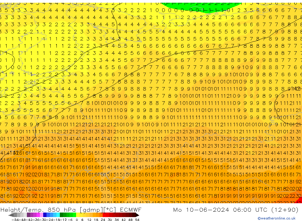 Z500/Yağmur (+YB)/Z850 ECMWF Pzt 10.06.2024 06 UTC