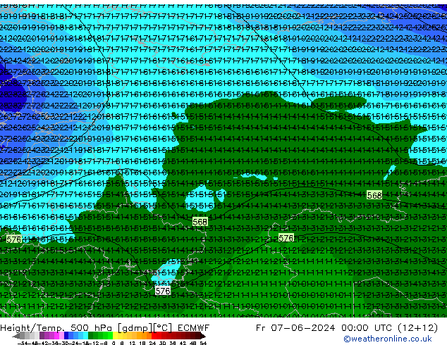 Z500/Rain (+SLP)/Z850 ECMWF Fr 07.06.2024 00 UTC