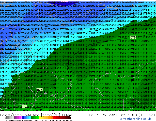 Z500/Rain (+SLP)/Z850 ECMWF Fr 14.06.2024 18 UTC