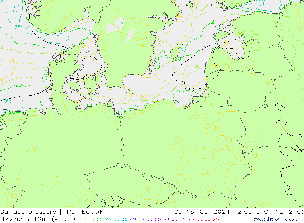 Isotachs (kph) ECMWF  16.06.2024 12 UTC