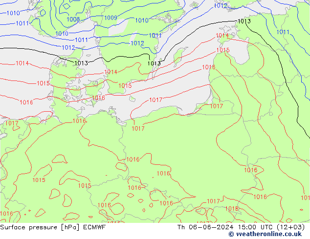 Surface pressure ECMWF Th 06.06.2024 15 UTC