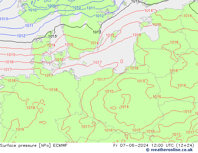 приземное давление ECMWF пт 07.06.2024 12 UTC