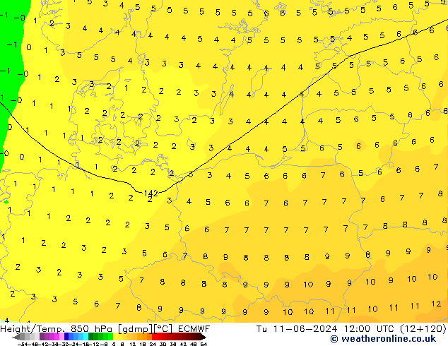 Z500/Rain (+SLP)/Z850 ECMWF mar 11.06.2024 12 UTC