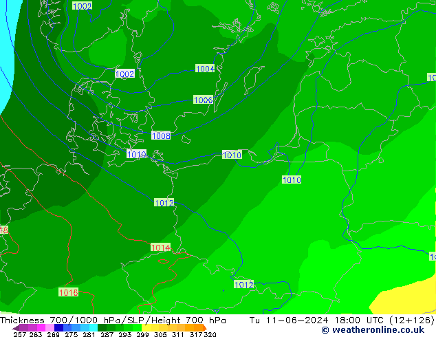 Thck 700-1000 hPa ECMWF mar 11.06.2024 18 UTC