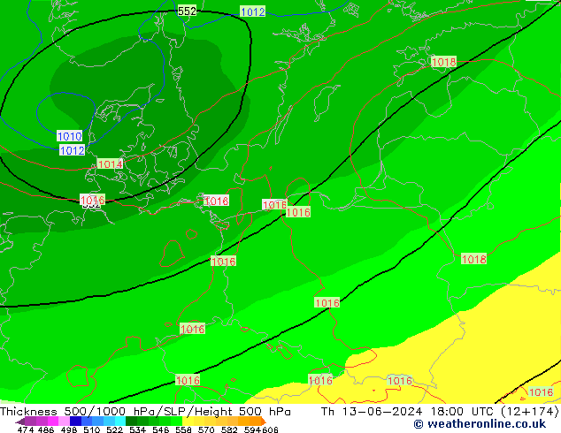 Thck 500-1000hPa ECMWF Th 13.06.2024 18 UTC