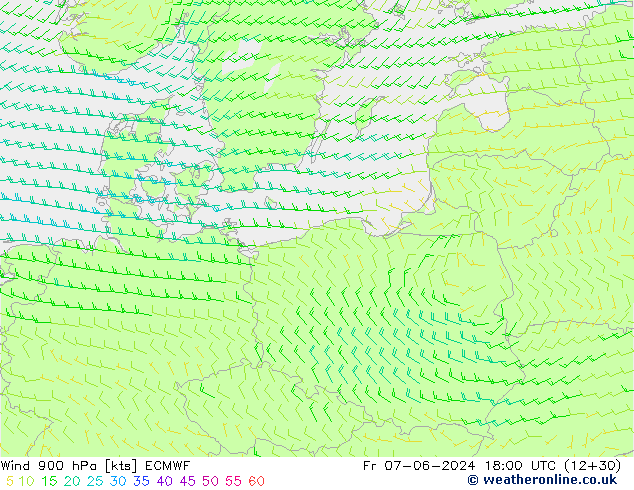 Wind 900 hPa ECMWF Fr 07.06.2024 18 UTC