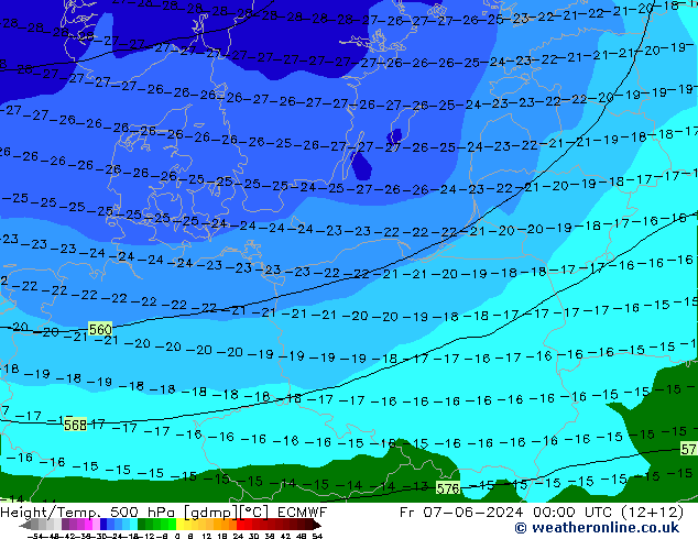 Z500/Rain (+SLP)/Z850 ECMWF Fr 07.06.2024 00 UTC