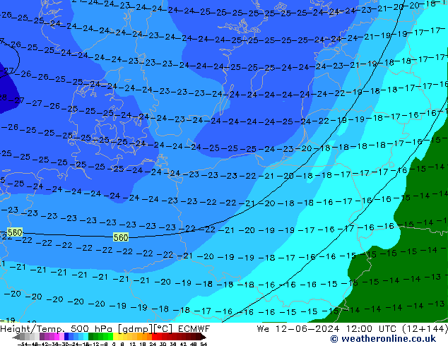 Z500/Regen(+SLP)/Z850 ECMWF wo 12.06.2024 12 UTC