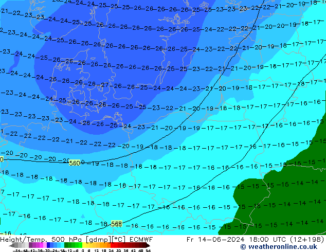 Z500/Rain (+SLP)/Z850 ECMWF пт 14.06.2024 18 UTC