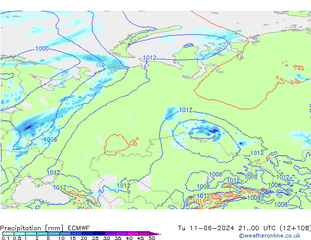 Neerslag ECMWF di 11.06.2024 00 UTC