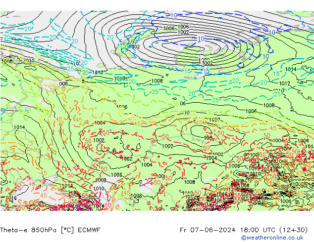 Theta-e 850hPa ECMWF pt. 07.06.2024 18 UTC