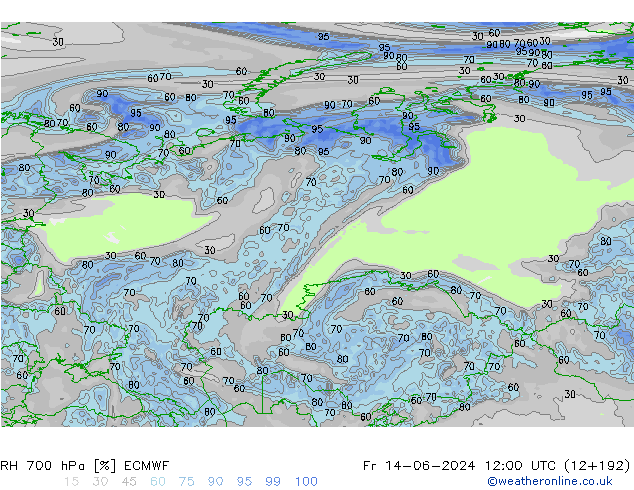 RH 700 hPa ECMWF  14.06.2024 12 UTC