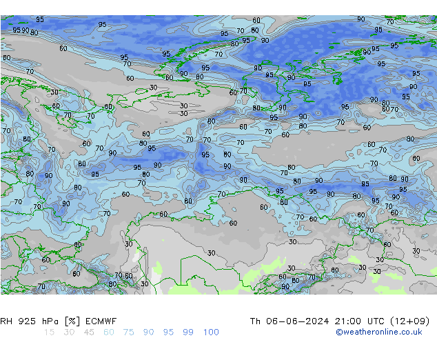 RH 925 hPa ECMWF Th 06.06.2024 21 UTC