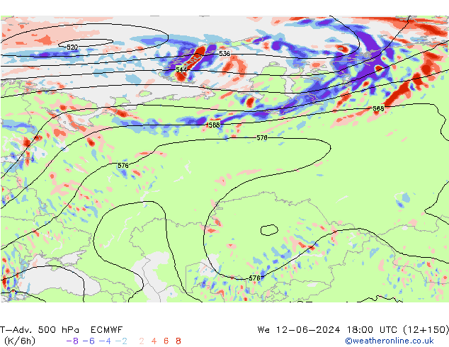 T-Adv. 500 hPa ECMWF We 12.06.2024 18 UTC