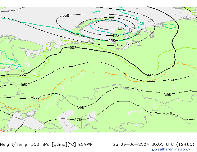 Z500/Rain (+SLP)/Z850 ECMWF dom 09.06.2024 00 UTC