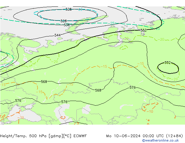 Z500/Rain (+SLP)/Z850 ECMWF pon. 10.06.2024 00 UTC