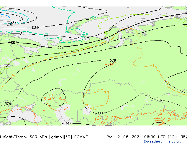 Z500/Rain (+SLP)/Z850 ECMWF Qua 12.06.2024 06 UTC