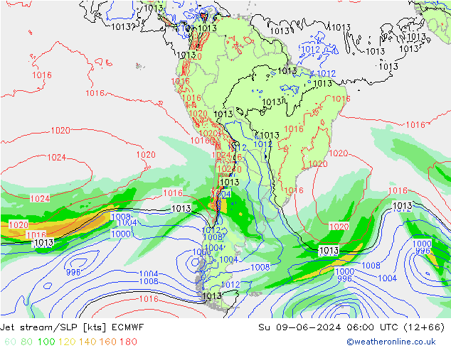 Corriente en chorro ECMWF dom 09.06.2024 06 UTC