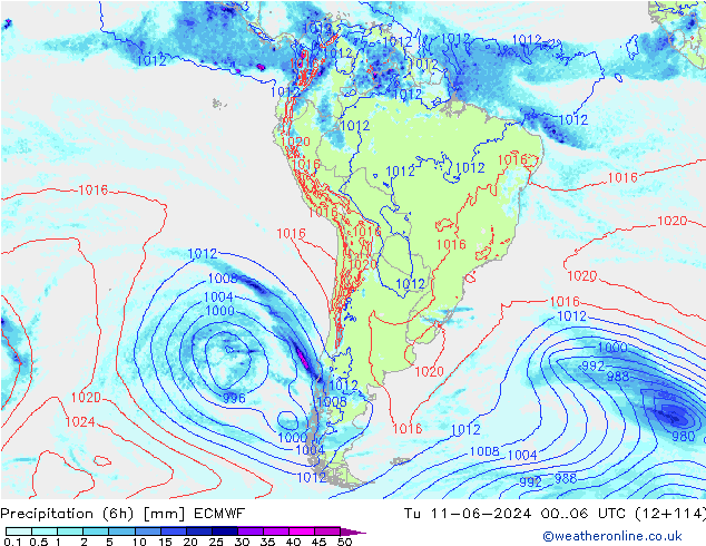 Z500/Regen(+SLP)/Z850 ECMWF di 11.06.2024 06 UTC