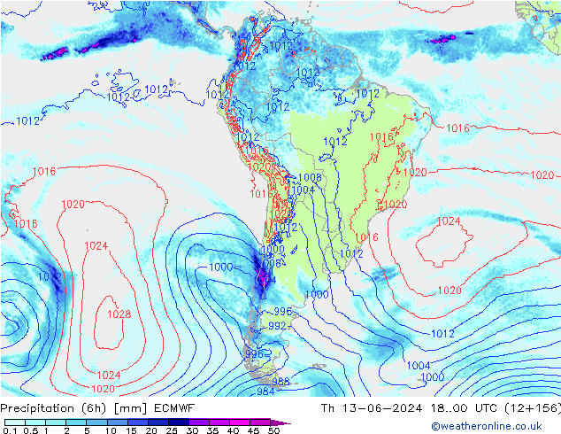 Z500/Regen(+SLP)/Z850 ECMWF do 13.06.2024 00 UTC