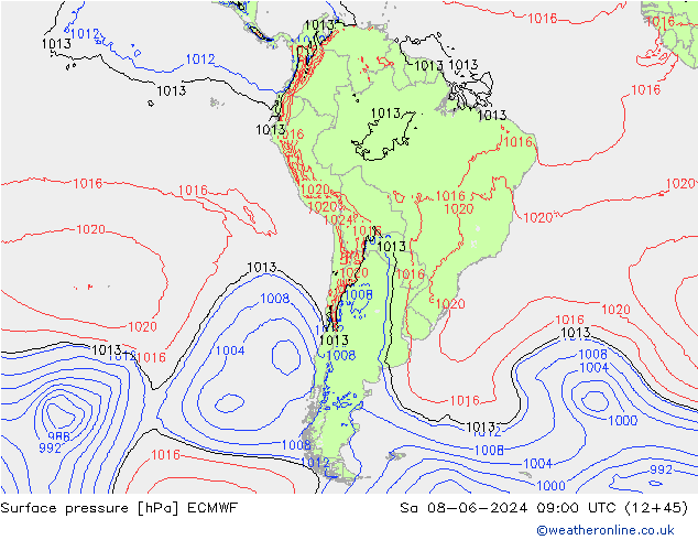 приземное давление ECMWF сб 08.06.2024 09 UTC
