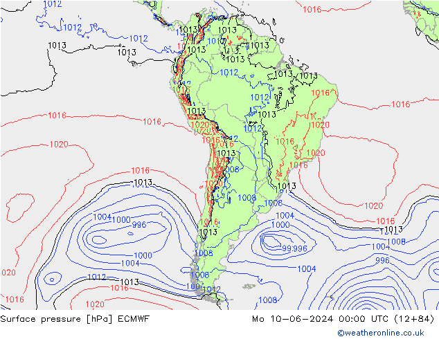 Bodendruck ECMWF Mo 10.06.2024 00 UTC