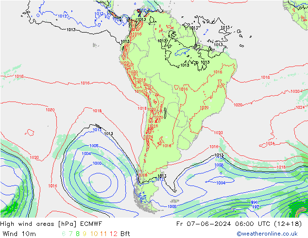 yüksek rüzgarlı alanlar ECMWF Cu 07.06.2024 06 UTC