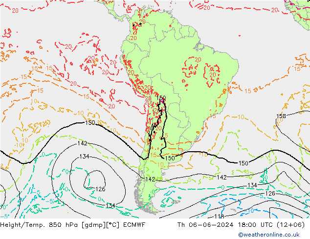 Height/Temp. 850 hPa ECMWF Čt 06.06.2024 18 UTC