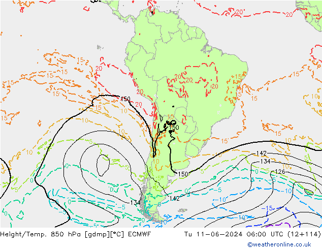 Z500/Regen(+SLP)/Z850 ECMWF di 11.06.2024 06 UTC