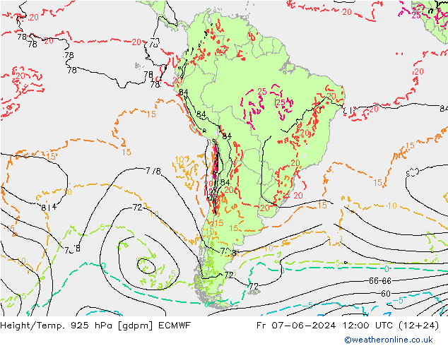 Height/Temp. 925 hPa ECMWF  07.06.2024 12 UTC