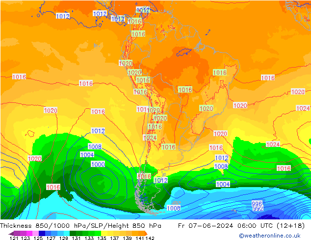 850-1000 hPa Kalınlığı ECMWF Cu 07.06.2024 06 UTC