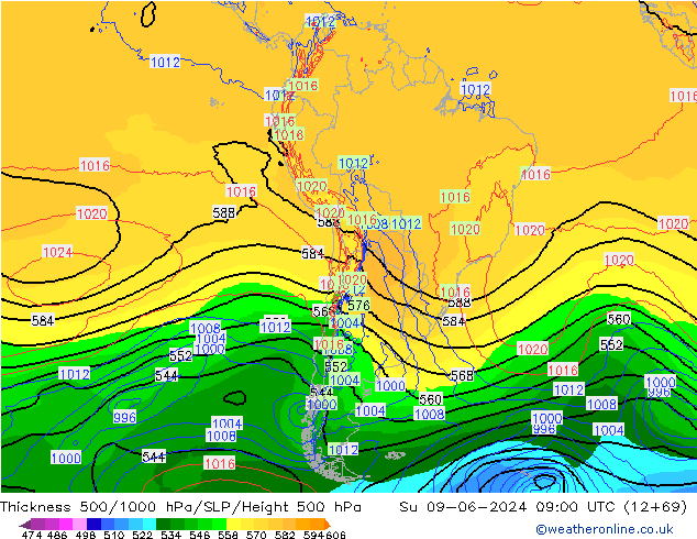 Thck 500-1000hPa ECMWF dim 09.06.2024 09 UTC