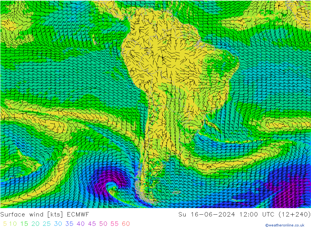 Vent 10 m ECMWF dim 16.06.2024 12 UTC