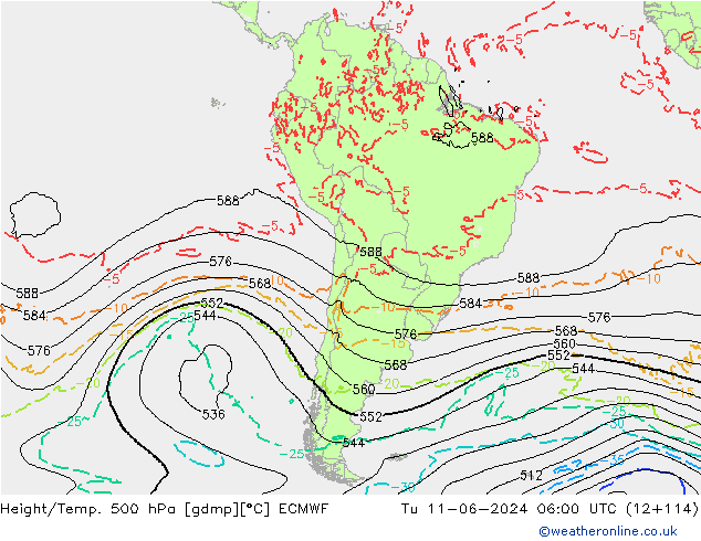 Z500/Regen(+SLP)/Z850 ECMWF di 11.06.2024 06 UTC