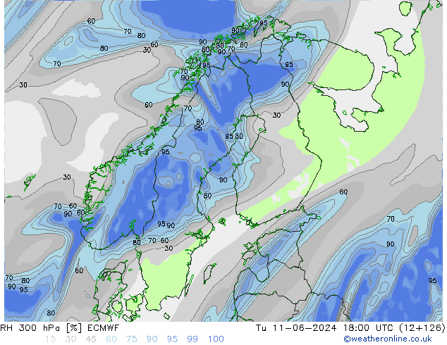 RV 300 hPa ECMWF di 11.06.2024 18 UTC