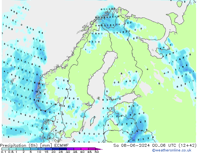 Z500/Rain (+SLP)/Z850 ECMWF Sa 08.06.2024 06 UTC