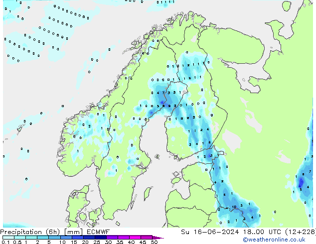 Z500/Rain (+SLP)/Z850 ECMWF Вс 16.06.2024 00 UTC