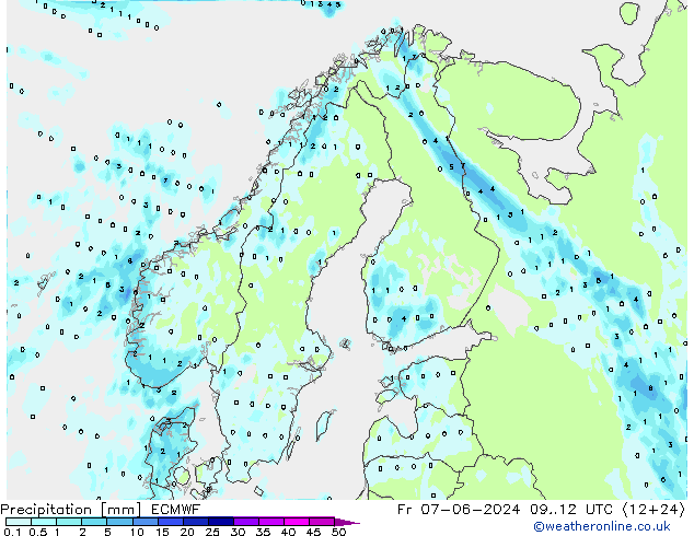 降水 ECMWF 星期五 07.06.2024 12 UTC