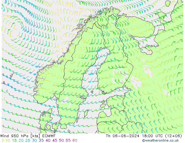 Wind 950 hPa ECMWF Do 06.06.2024 18 UTC