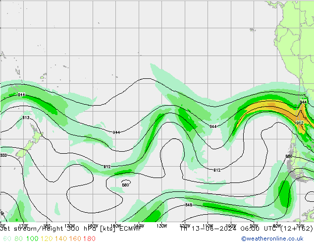 Jet stream/Height 300 hPa ECMWF Th 13.06.2024 06 UTC