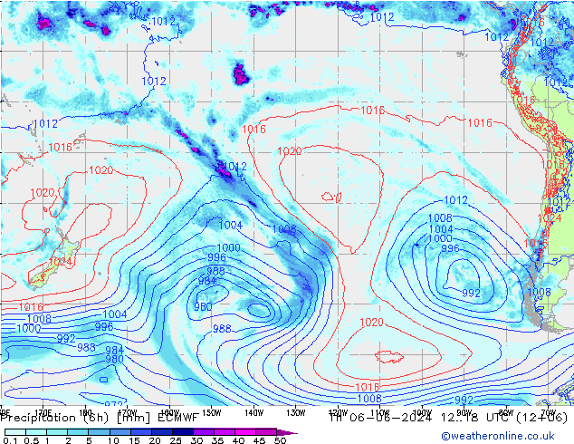 Z500/Rain (+SLP)/Z850 ECMWF gio 06.06.2024 18 UTC