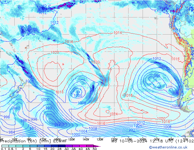 Precipitation (6h) ECMWF Mo 10.06.2024 18 UTC