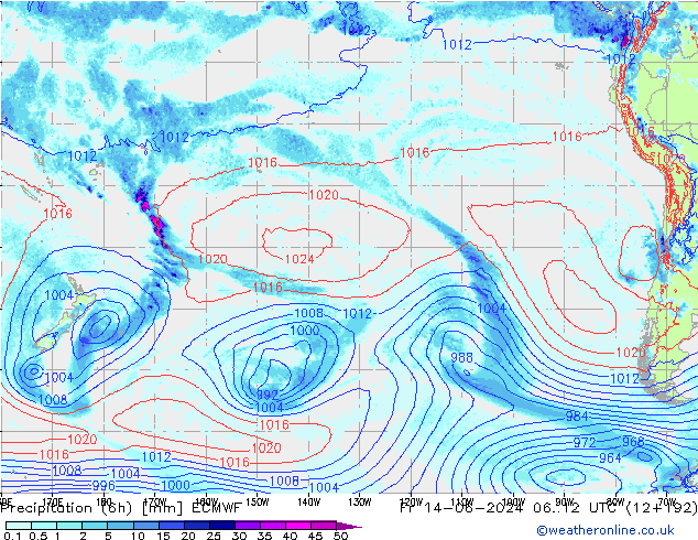 Z500/Rain (+SLP)/Z850 ECMWF Fr 14.06.2024 12 UTC