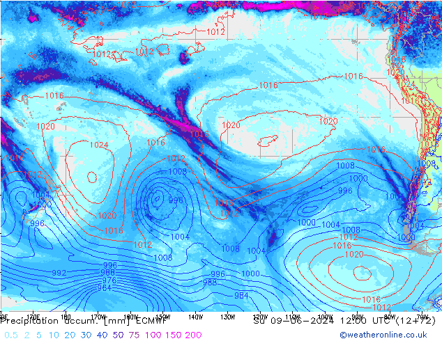 Precipitation accum. ECMWF dom 09.06.2024 12 UTC